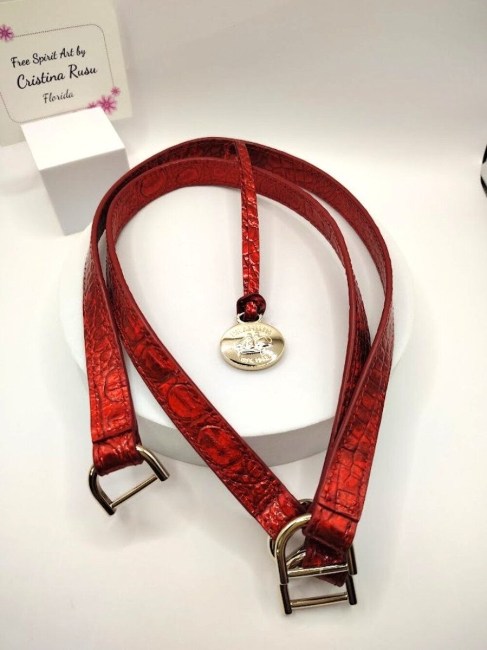 Brahmin replacement straps, hang fob tag NEW Opal Red  Color
